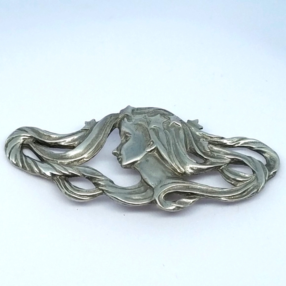 Vtg Pewter pin - brooch - Starry Girl